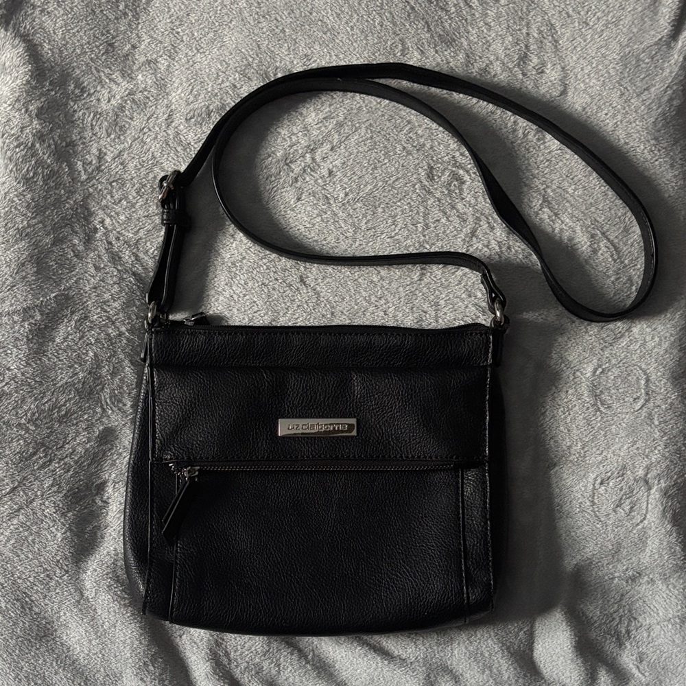 Black Liz Claiborne Crossbody Bag with Silver Accents